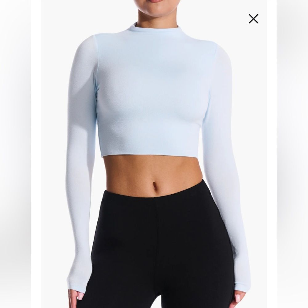 Naked Wardrobe The NW Crop Long Sleeve Crop Top Size Large Gray Nordstrom